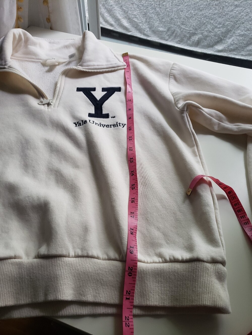 H&M 80% Cotton Cream Quarter-Zip Pullover Sweatshirt - Picture 11 of 12